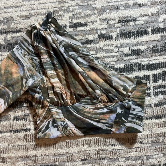 Zara Retro Asymmetrical Tulle Corset Semi Sheer Arm 1 Shoulder Crop Top - Picture 6 of 11